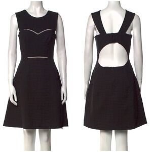 Yigal Azrouel Round Sweetheart Fit and Flare Mini Dress Snake Embossed Black 6